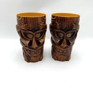 Universal Studios Tiki Mug Cup Tall Plastic Brown souvenir Whirly-DrinkWorks! Se